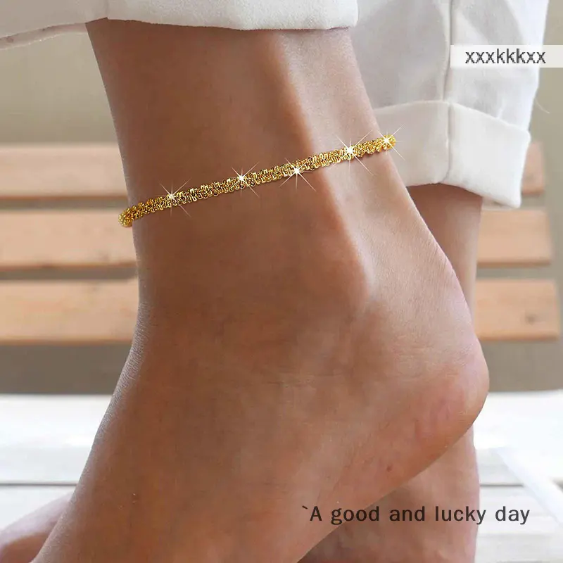Gypsophila Anklet Female Summer Sparkling Anklet Shiny Anklet Korean Style Fashion Simple Foot Chain For Women Jewelry Gift