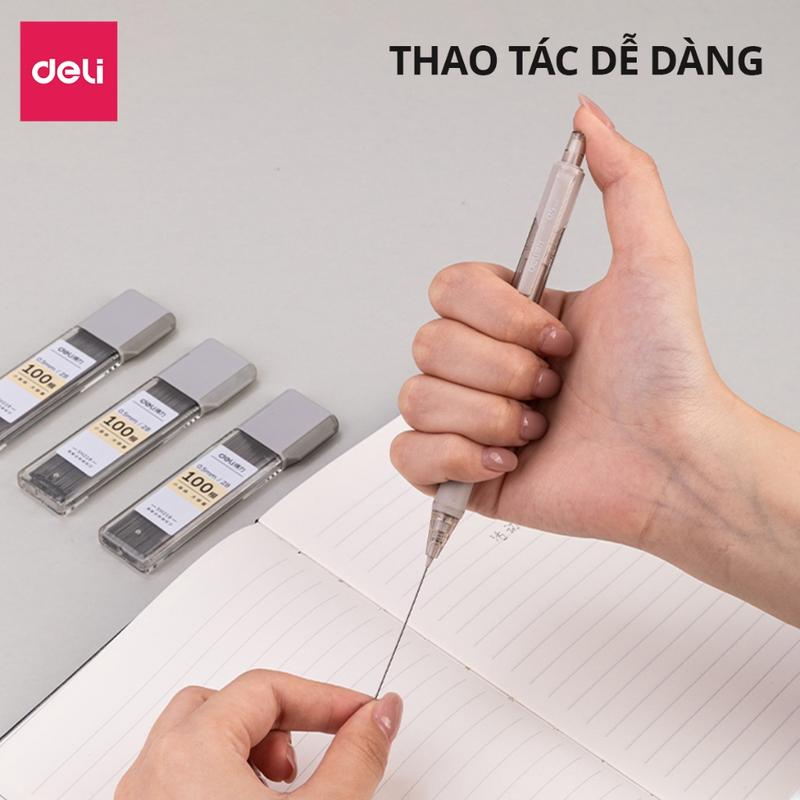 Ruột bút chì kim 0.5mm Deli - ngòi chì kim 100 chiếc 2B, lõi chì bấm nhỏ gọn tiện lợi phù hợp cho học sinh, văn phòng 3