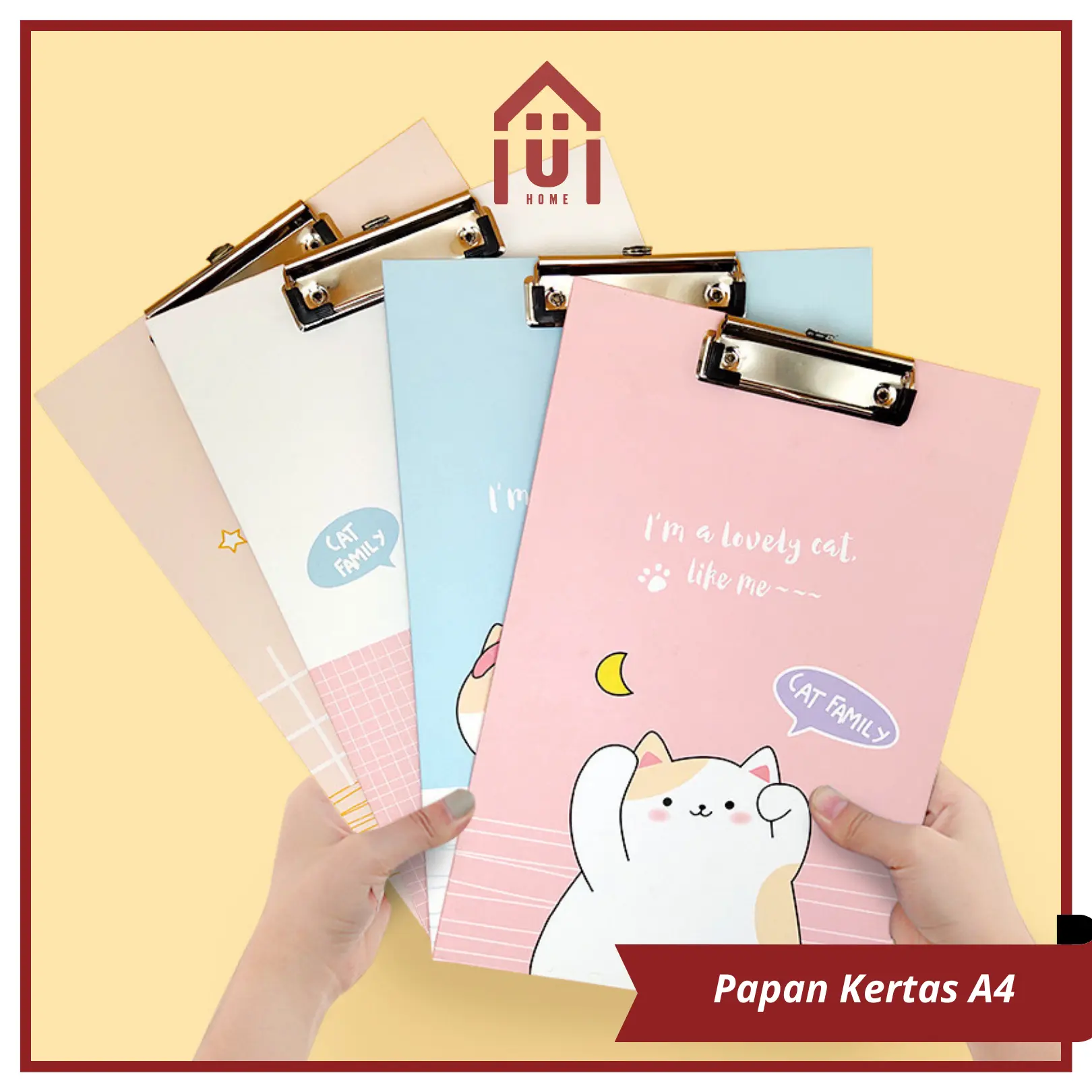 UNISO - PAPAN KERTAS A4 CLIPBOARD MOTIF KARAKTER LUCU PAPAN JALAN UNIK PAPAN TULIS ALAS UJIAN