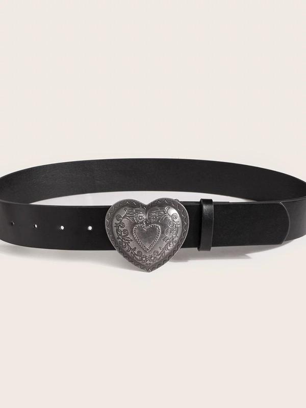 Retro Heart Shaped Buckle Belt, Fashion Belt for Women & Girls, Casual Waistband for Jeans, Pants, Dress, Fashion Belt for Party, Daily Clothing Decor 0