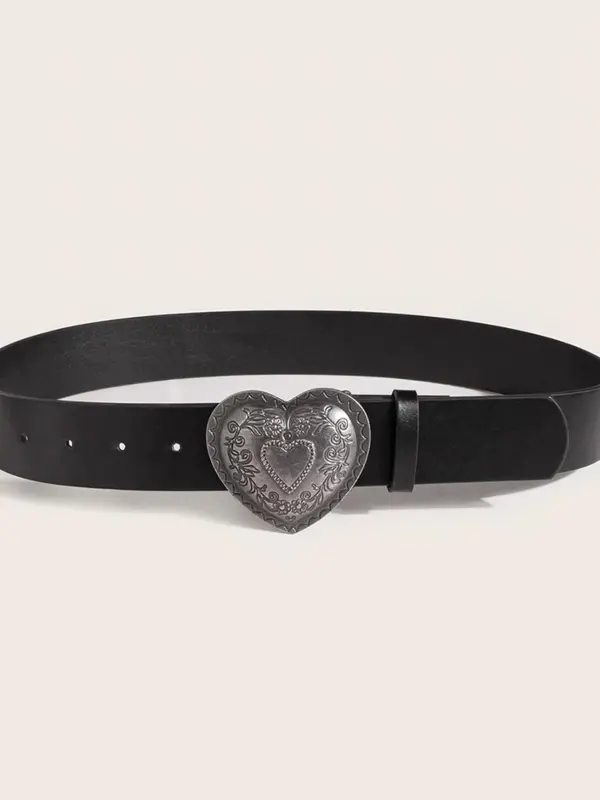Retro Heart Shaped Buckle Belt, Fashion Belt for Women & Girls, Casual Waistband for Jeans, Pants, Dress, Fashion Belt for Party, Daily Clothing Decor 0