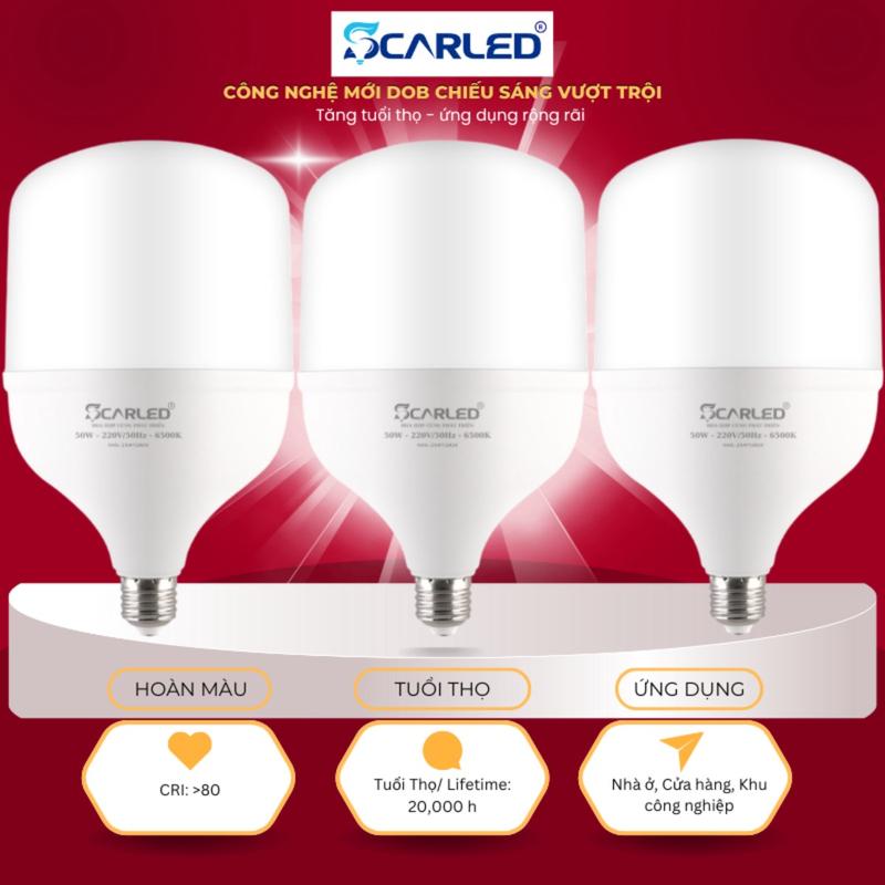 COMBO 3 bóng đèn led 60w bulb trụ ánh sáng trắng cao cấp siêu sáng tiết kiệm điện SCARLED