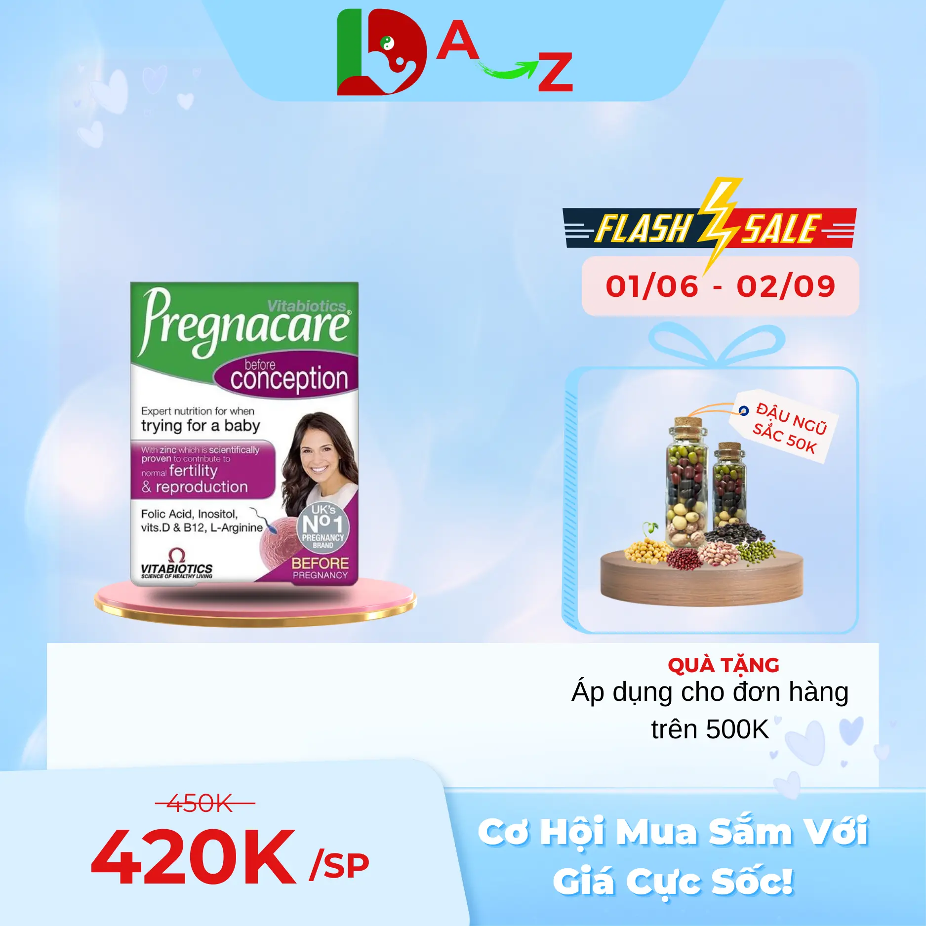 VIÊN UỐNG TĂNG KHẢ NĂNG THỤ THAI CHO NỮ PREGNACARE BEFORE CONCEPTION Vitamin