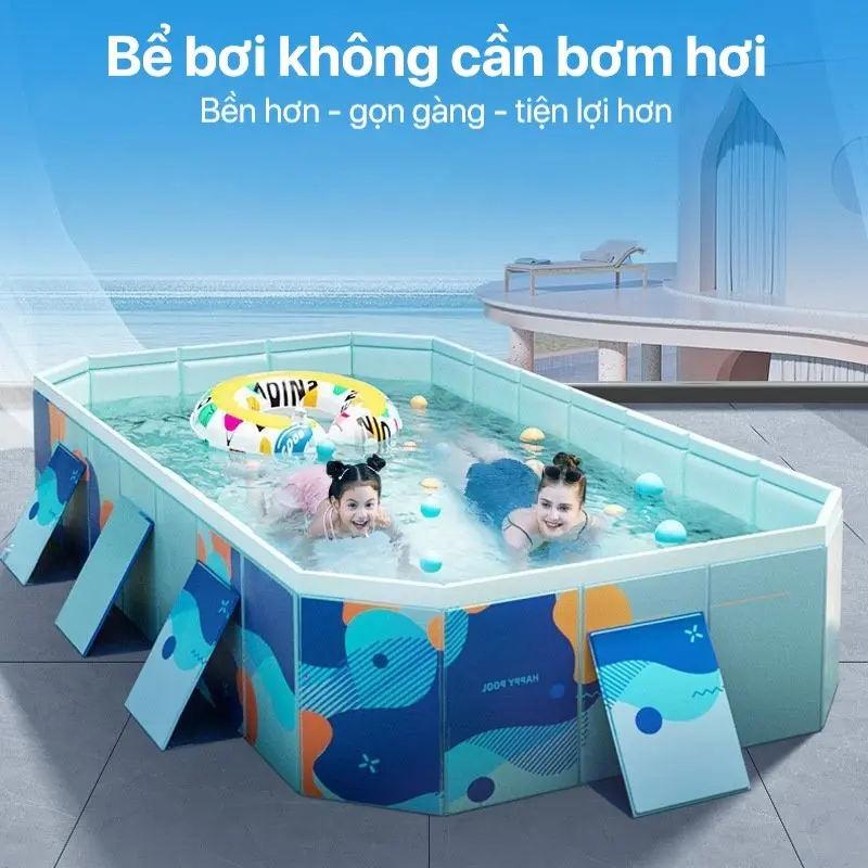 Bể bơi gấp gọn, không cần bơm hơi kích thước lớn 1.6m/ 1.8m/ 2.1m/ 2.6m/ 3m - hàng nhập khẩu