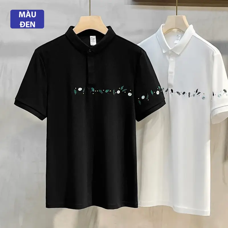 Áo Polo Nam Nữ Họa Tiết Thêu Ngục Và Thêu Tay, Chất Vải Cá Sấu Cao Cấp Menswear Nhung Ong 2