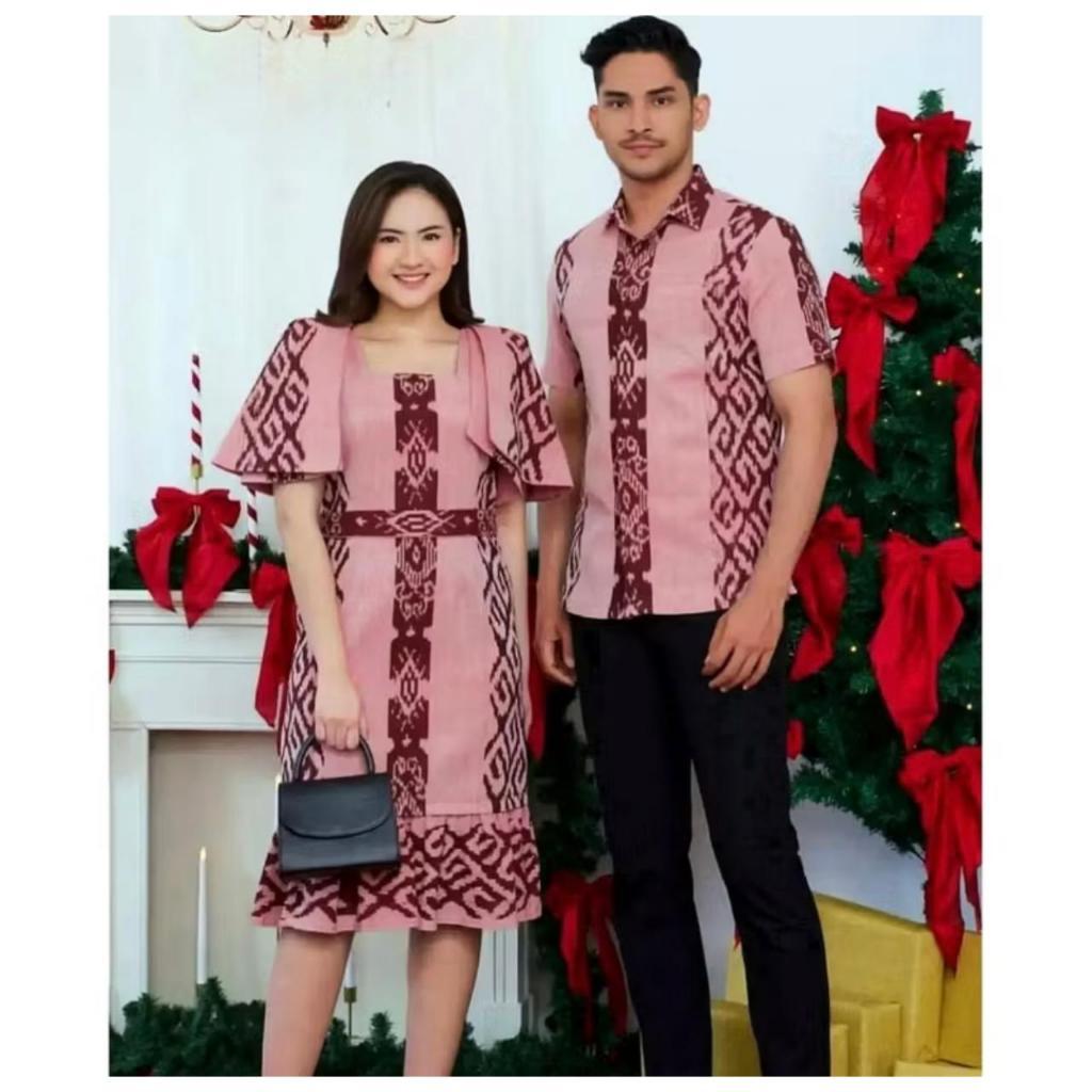 BAJU COUPLE PASANGAN SPESIAL NATAL PREMIUM TENUN ETNIK TERBARU