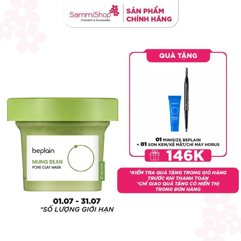BEPLAIN Mặt Nạ Đất Sét Mung Bean Pore Clay Mask 120ml