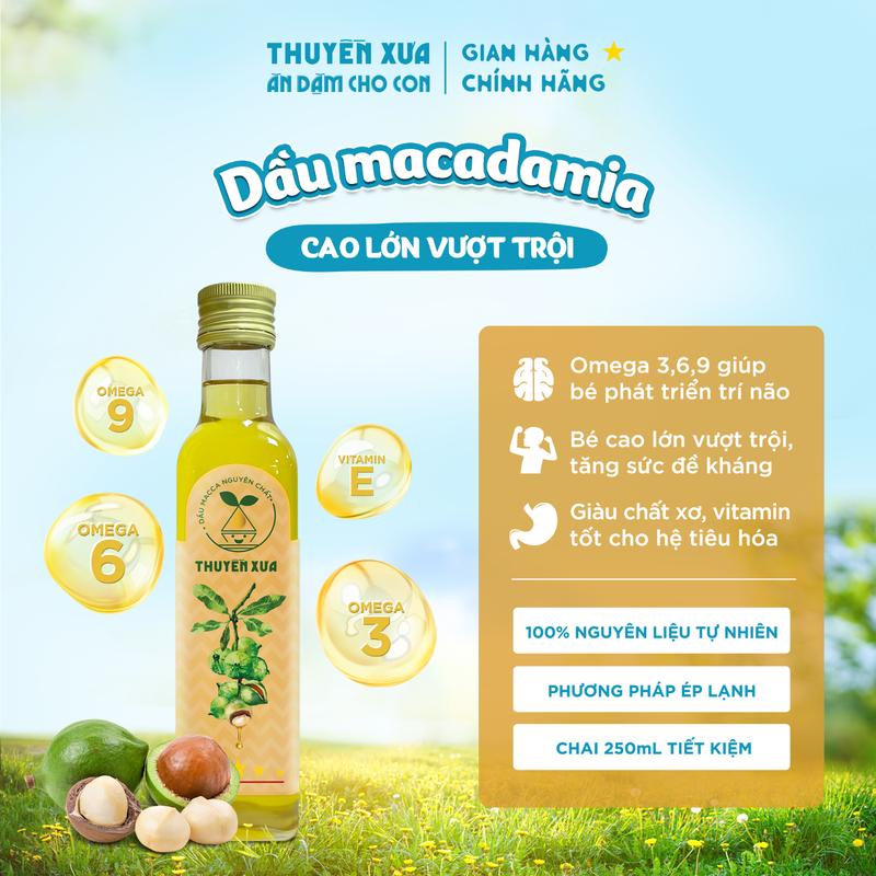 [Chiên xào] Dầu Macca Ăn Dặm Nguyên Chất Thuyền Xưa – 65ml/250ml