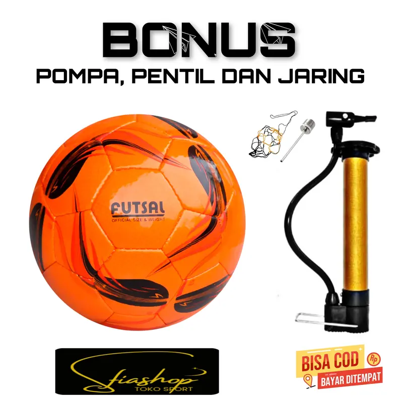 BOLA FUTSAL SIZE 4 BAHAN STARWING DIJAHIT TANGAN MANUAL BONUS POMPA PENTIL DAN JARING BALL Outdoor 2