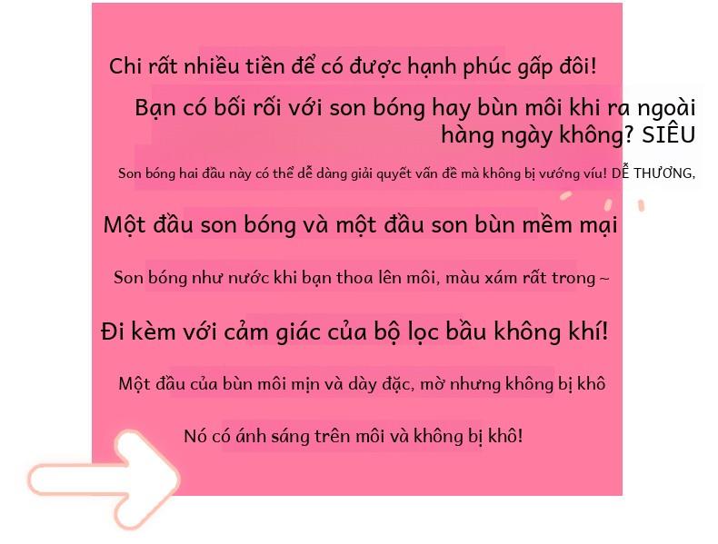 Product Introduction of Son Kem Hai Trong Một SHAQINUOTính Năng Gương, Với Son Kem Môi, Cho Hiệu Ứng Ánh Sáng Nước Ở Một Đầu, Son Môi Nhung Lì Cho Hiệu Ứng Mây Ở Đầu Khác. 5
