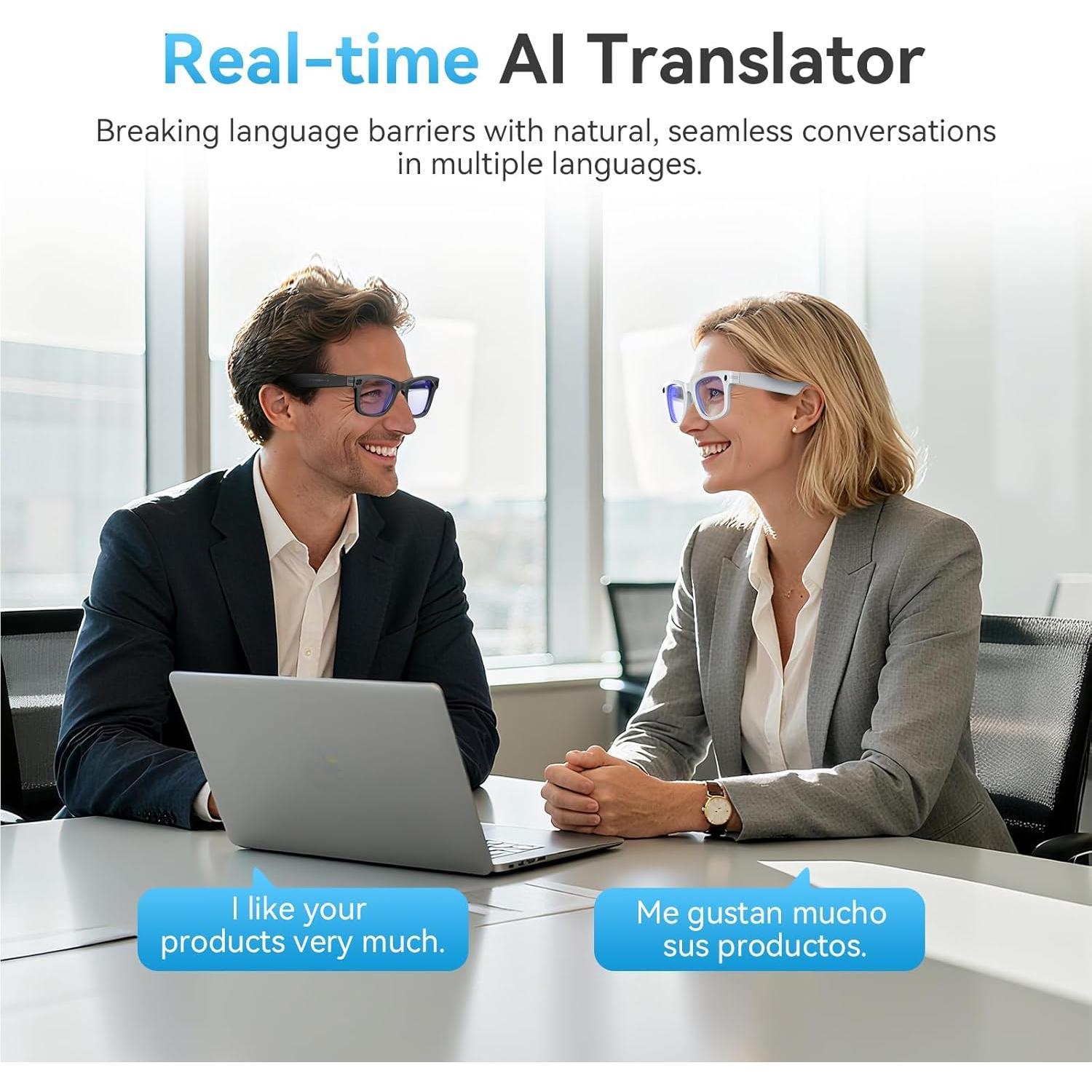 2026 New AI Smart Glasses AI Translation 800W HD Camera 4K Shooting Image Conversation Recording Listening To Music SmartGlasses