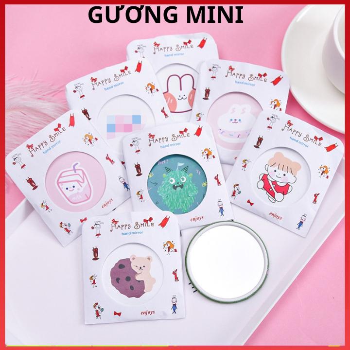 Gương Mini Cầm Tay Đáng Yêu, Gương Tròn Bỏ Túi Tiện Dụng Trang Điểm Dễ Dàng