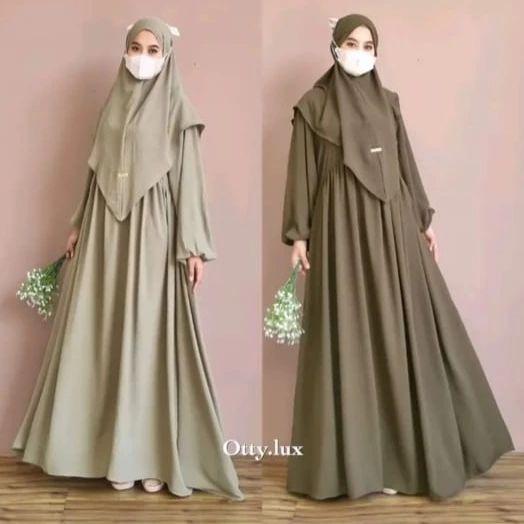 Al Zirah Syari Set Khimar / Gamis Syari CRINKLE AIRFLOW / Baju Gamis Plus Khimar Size M L XL / Gamis Crinkle Syari Jumbo Busui / High Muslim 0