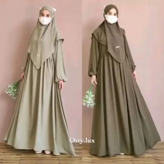 Al Zirah Syari Set Khimar / Gamis Syari CRINKLE AIRFLOW / Baju Gamis Plus Khimar Size M L XL / Gamis Crinkle Syari Jumbo Busui / High Muslim 0
