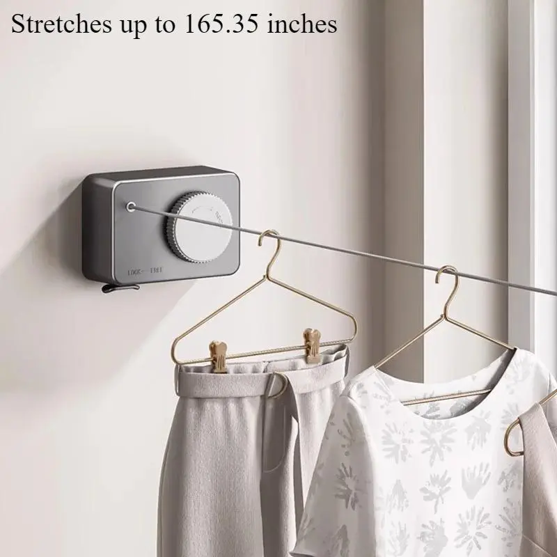 Retractable Durable & Convenient Clothesline, 1 Count Wall Mounted Clothesline, Space Saving Laundry Solution for Apartments & Backyards 4