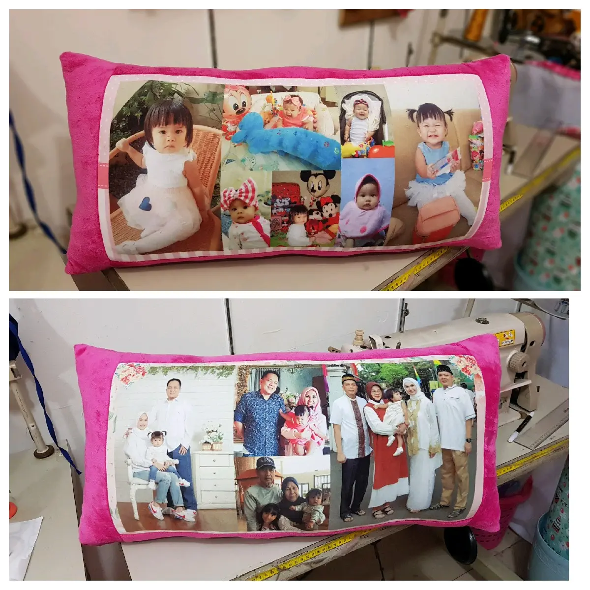 Bantal Custom 12 Foto Bolak Balik | Ukuran Jumbo 35x72 cm – Lembut & Empuk