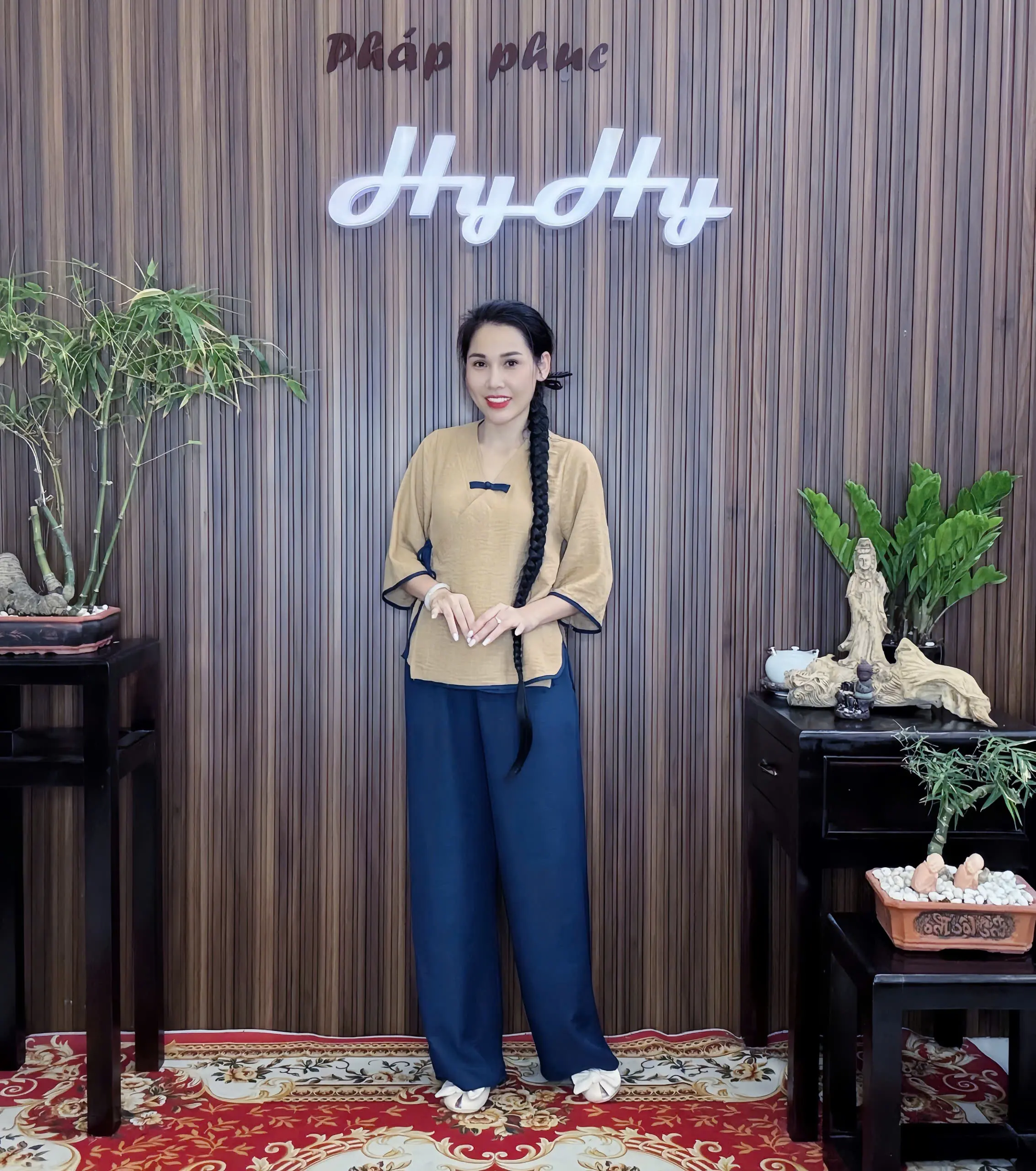 Thiên Ý - Set Bộ Pháp Phục Lễ Chùa Nữ BigSize Áo Đắp Tà Có Dây Cột Trẻ Trung-HyHy
