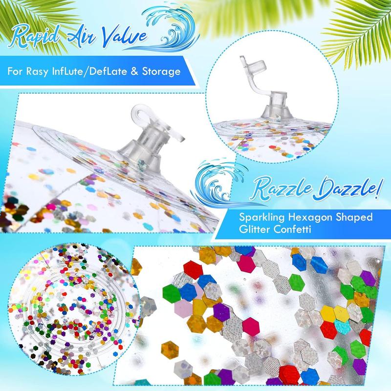 Product Introduction of 40cm Transparent Sequins Beach Ball Thick Material Inflation Balloon Water Float Swimming Pool Playing Water Toy Ball 16