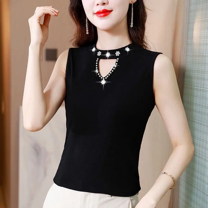 Áo Hai Dây Không Tay Thường Ngày Thời Trang1 Cho Nữ Áo Hai Dây Màu Trơn Hàn Quốc Áo Cánh Đính Cườm Dáng Ôm Trang Phục Nữ 6
