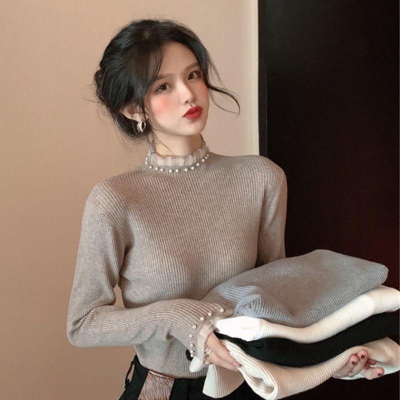 Product Introduction of Women's Half-Turtleneck Sweater Fall and Winter Inner Wear Bottoming Shirt New High-Grade Sweater Women's Mid-Collar Outerwear Top Knitwear Womenswear 1