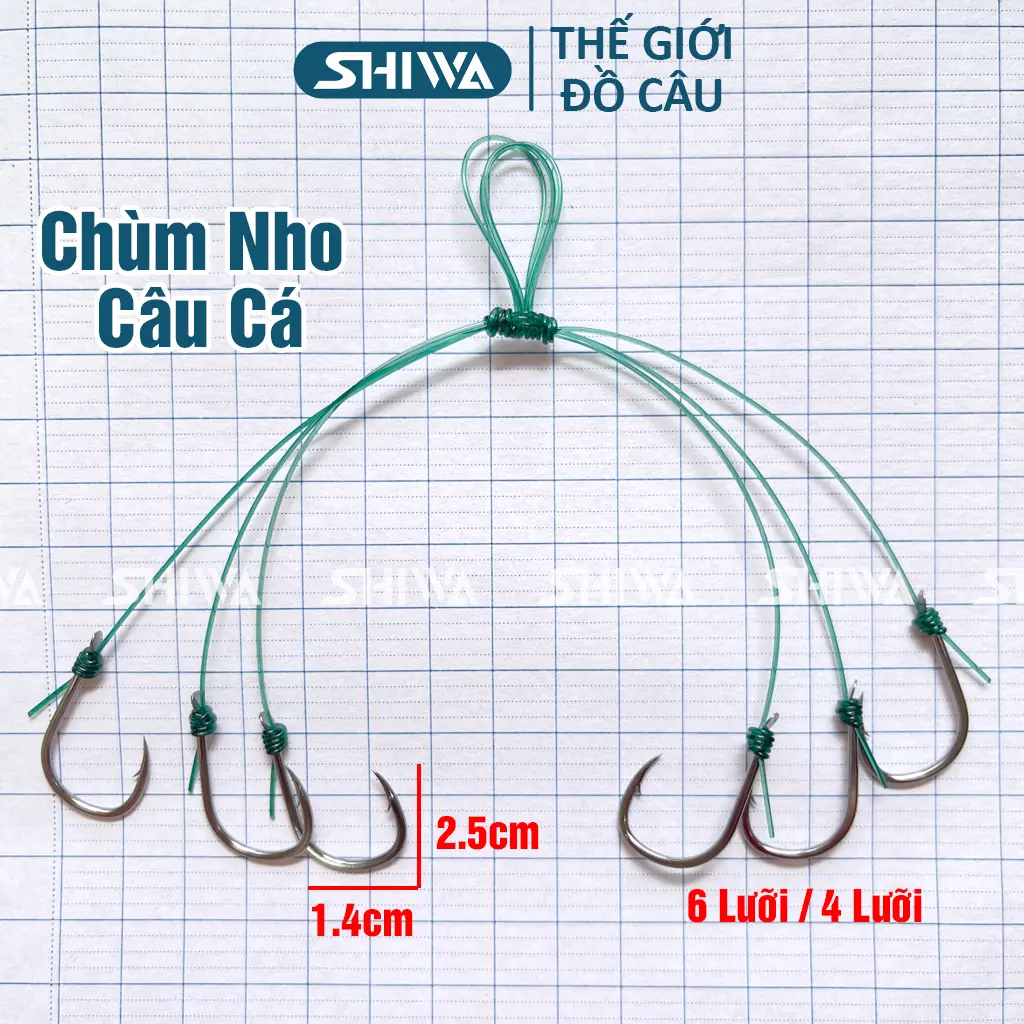 Chùm Nho Câu Cá Tra, Chùm Nho 4,6 Lưỡi Siêu Bén Chuyên Câu Cá Tra, Chim, Chép - Lưỡi Câu Cá Chùm Nho PHỤ KIỆN CÂU CÁ SHIWA