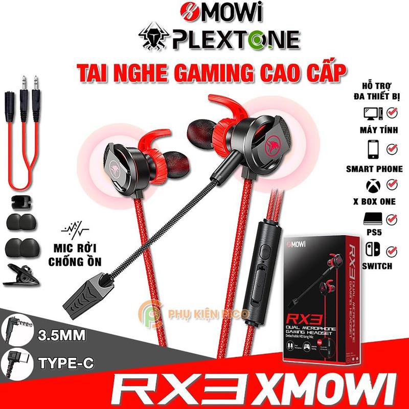 Tai nghe gaming có mic rời xMOWi RX3 - Tai nghe gaming có dây Plextone MOWI RX3 có mic