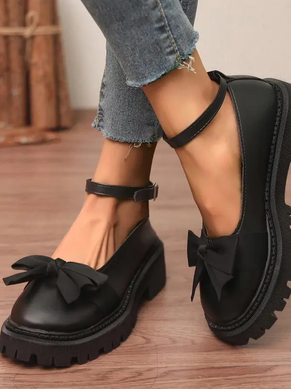 Women's Fashionable Bowknot Design Mary Jane Shoes, Casual Comfortable Round Toe Flat Shoes for Daily Wear, Lightweight Breathable Shoes for Women & Girls 2