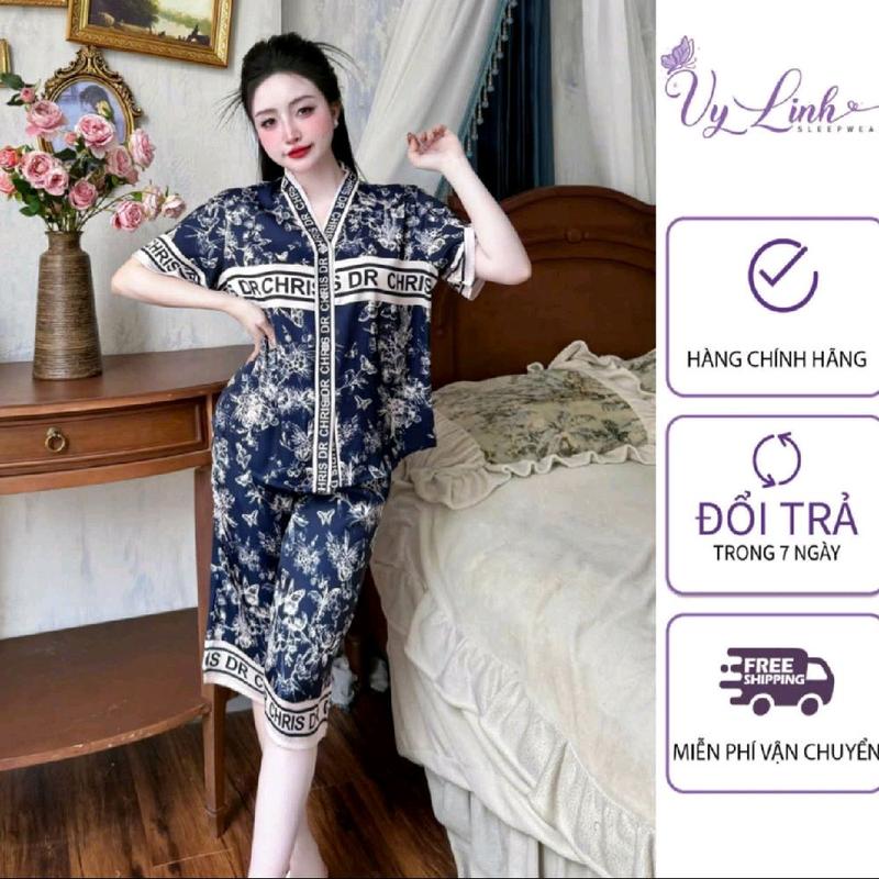 Bộ Đồ Ngủ Quần Lửng Cổ Y Dành Cho Nữ Nhiều Hoạ Tiết Chất Liệu VảI Lụa Latin Cao Cấp S1235-2