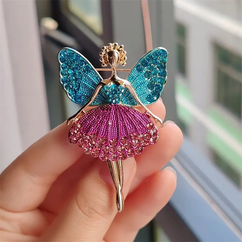 Brooch Korean Style Diamond-Embedded Ballet Girl Female Niche High-Grade Pin DIY High-End Business Suit Corsage