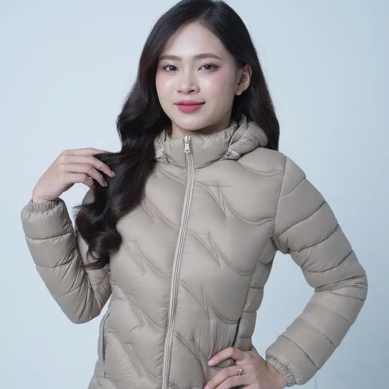 Áo Phao Nữ Lông Vũ Họa Tiết Sóng Siêu Nhẹ, Cực Ấm, Thời Trang Hàng Đẹp Loại I Top Jacket Women, XUXU MIU 8