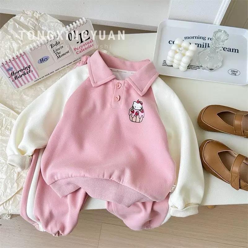 Xôi Babykid-SET BỘ NỈ THU ĐÔNG HELLO KITTY CHO BÉ GÁI CỰC ẤM ÁP SIZE TỪ 8-23KG Quần