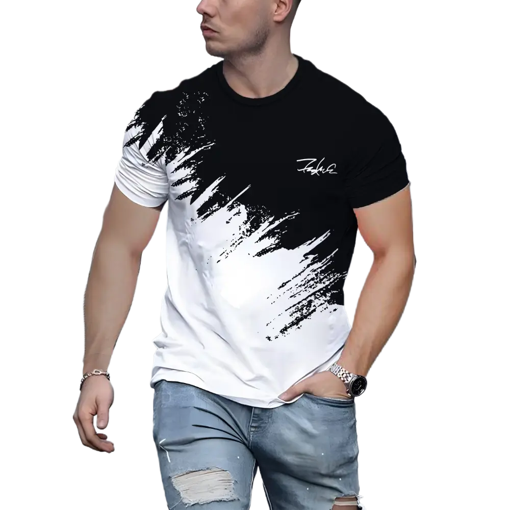 Men's short-sleeved round-neck T-shirt; casual outdoor pullover T-shirt; street sport shirt; large size breathable quick-rying sports short-sleeved shirt.