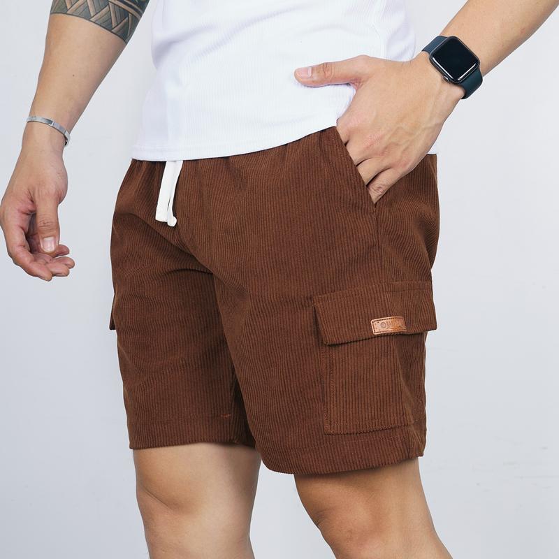 Quần Short Đùi Túi Hộp Nhung Tăm Nam 4 màu trẻ trung cá tính Menswear Quần Lửng Có Túi