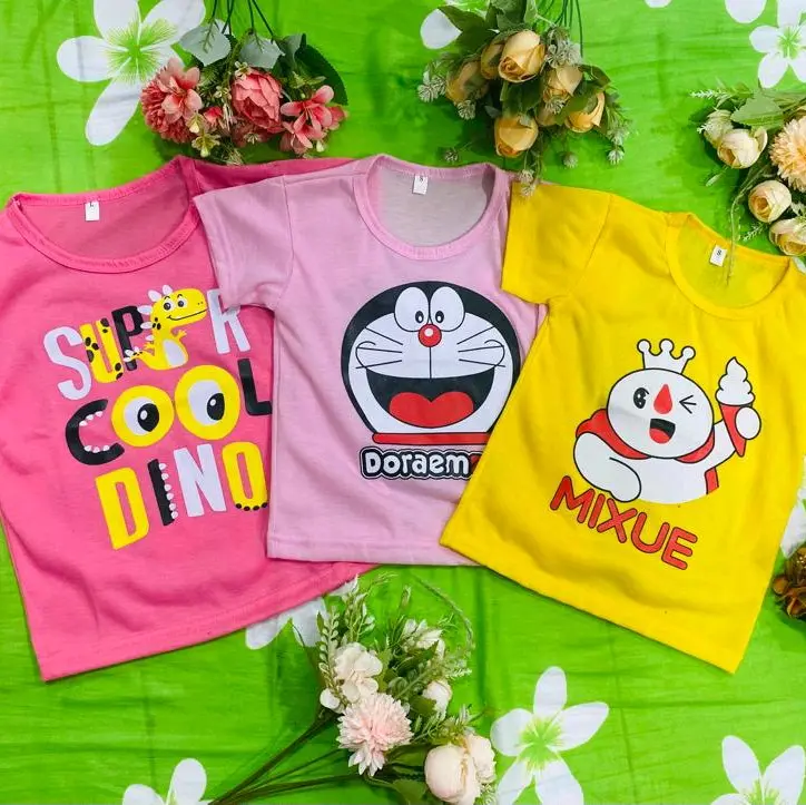kaos atasan cewek anak-anak 1-10 tahun paket hemat 3 pcs  RP  25.500