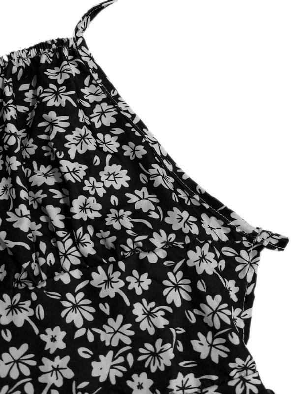 Women's Ditsy Floral Print Criss Cross Tie Backless Cami Dress, Boho Fashion Spaghetti Strap A Line Short Dress for Beach Holiday Vacation, Ladies Summer Clothes, Summer Dresses 2025 5
