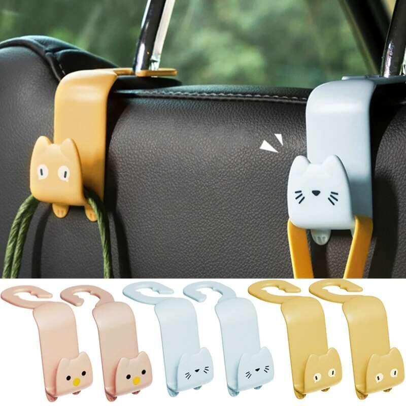 Product Introduction of 2pcs Creative Cute cat Car Seat Hooks Behind-seat Accessories Organizer Hook Bags Clothes Sundries Hanger Clip 0
