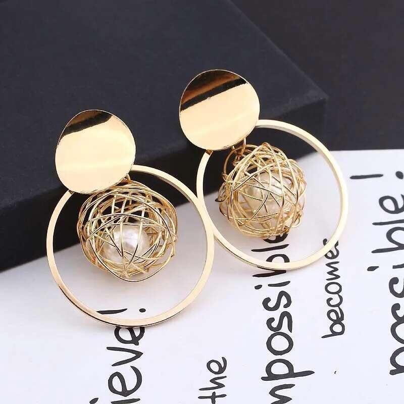 Product Introduction of Simulated Pearl Stud Fashion Long Statement Earrings for Womenn Party Wedding Female Jewelry Gift 12