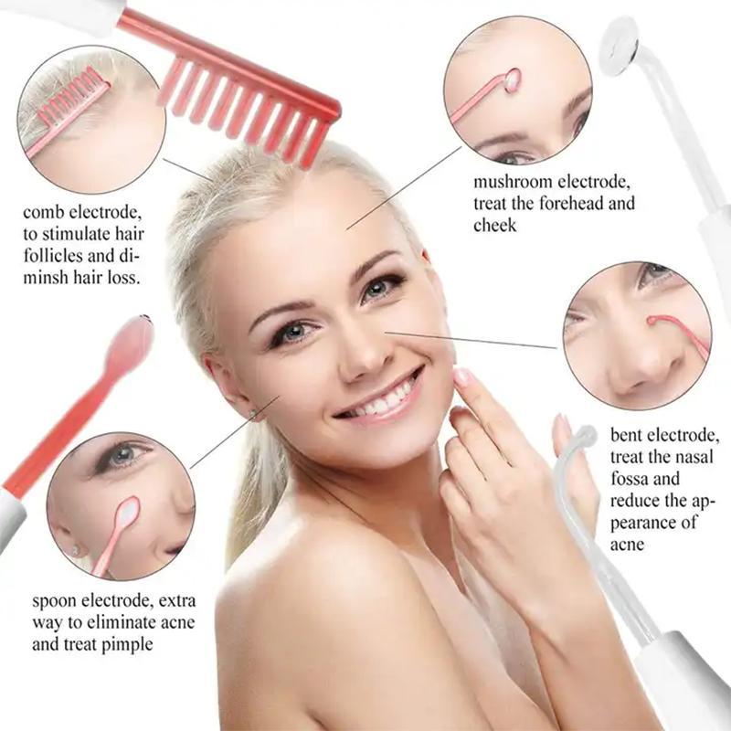 4 in 1 High Frequency Electrode Wand, Comfort Electrotherapy Glass Tube Beauty Device, Facial Skin Care Tool for Women & Men, High Frequency Wand 8