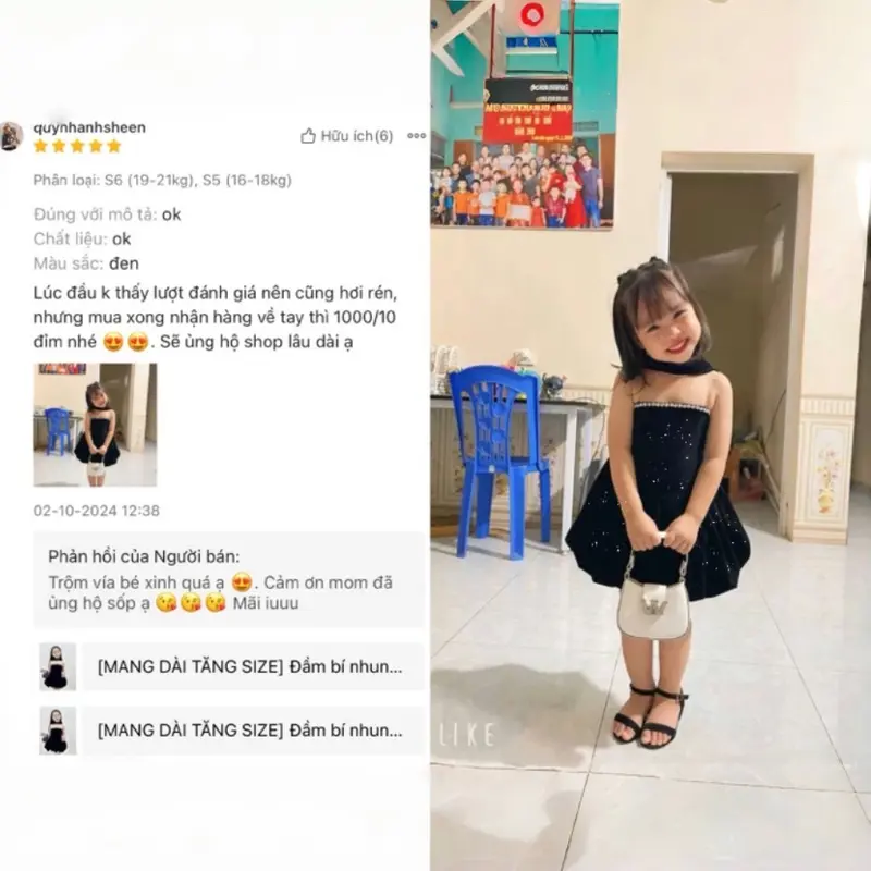 [10-42kg] Đầm bí nhung đen kim tuyến viền đá siêu sang chảnh cho bé gái váy mặc đi tiệc begai công chúa tiểu thư 7