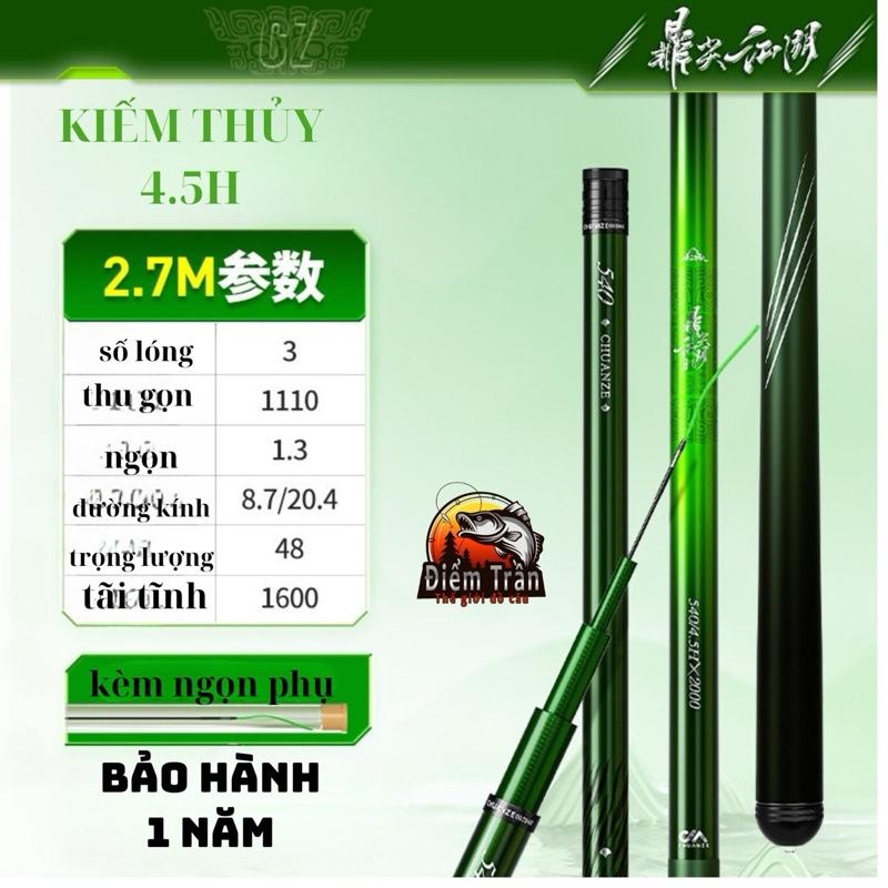 Cần Tay Kiếm Thuỷ 4.5H 28i Kèm Ngọn Trục Dây Bảo Hành Cả Lóng Góc Dòng Cần Câu Cảm Giác Câu Cá Fishing