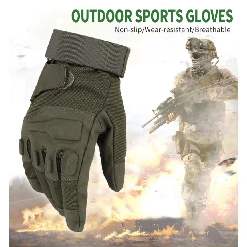 1pair Black Hawk Outdoor Full-fingered Gloves Military Fans Tactical Gloves Non-slip Wear-resistant Cycling Gloves tactical  gloves negative  cut
