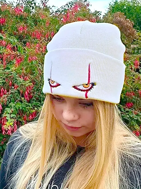 Unisex Street Style Beanie Hat with Eye Design, Casual Trendy Warm Beanie Hat, Fashionable Knitted Beanie Hat For Fall & Winter 6