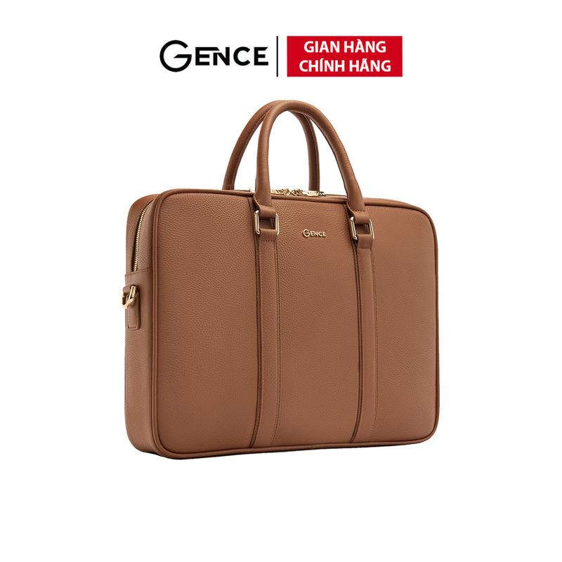 Túi Đựng Laptop Cặp Da Công Sở GENCE GCE28 Chất Liệu Da Bò Cao Cấp Màu Nâu