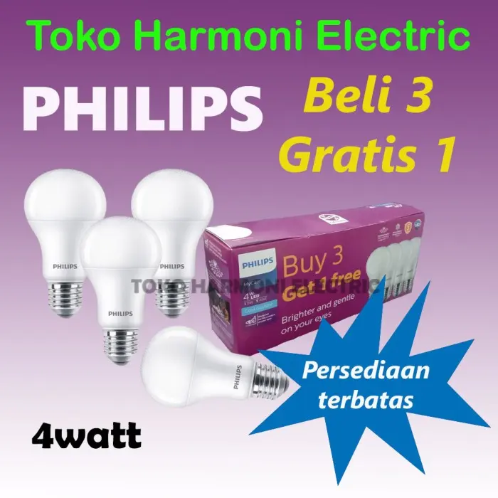 Philips MultiPack MyCare Led Bulb 4W 6500K Putih BELI 3 GRATIS 1