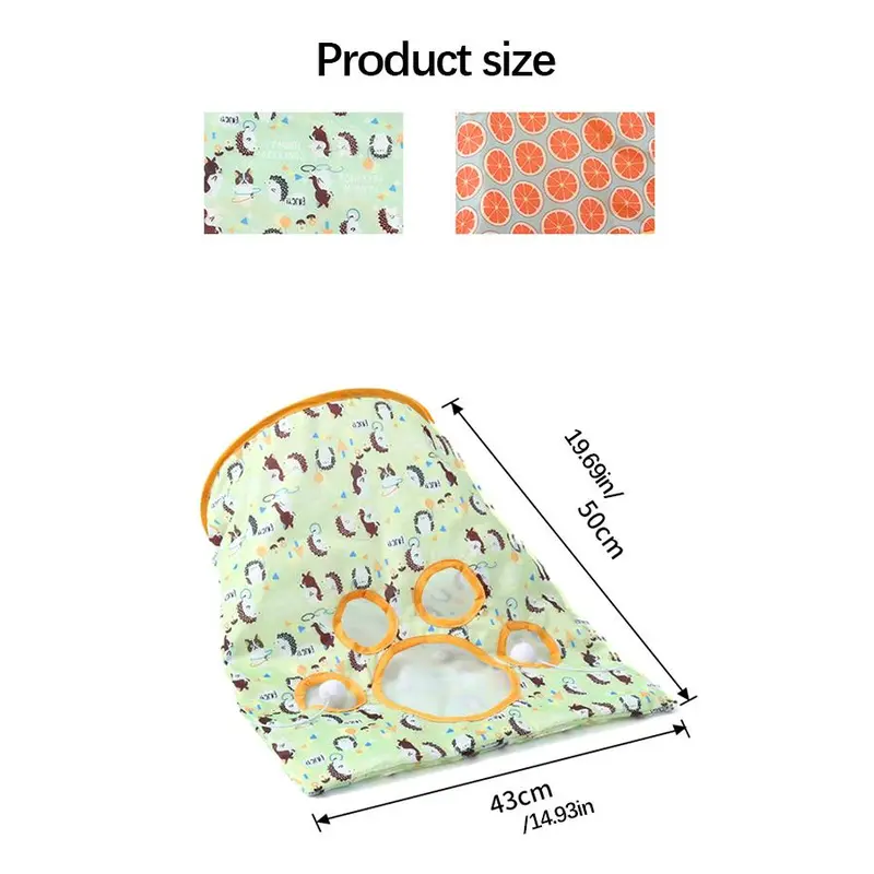 Cartoon Animal Pattern Cat Tunnel, 1 Count Wear-resistant Foldable Cat Tunnels with Ball & Mouse Toys, Interactive Pet Supplies for Indoor Outdoor Use 1