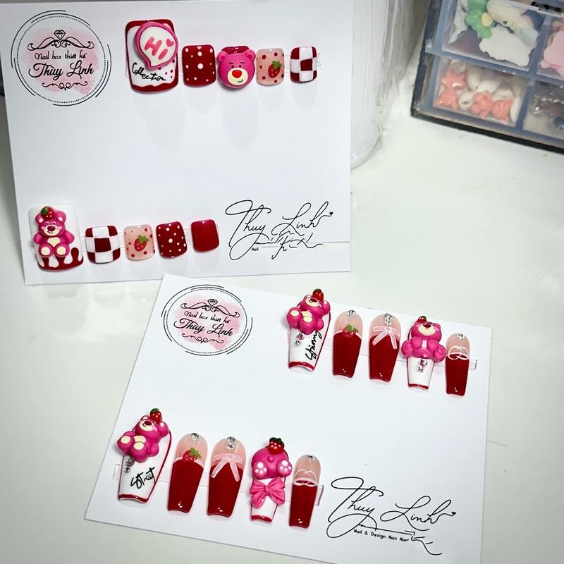 Nail box gấu dâu kute Nữ Women
