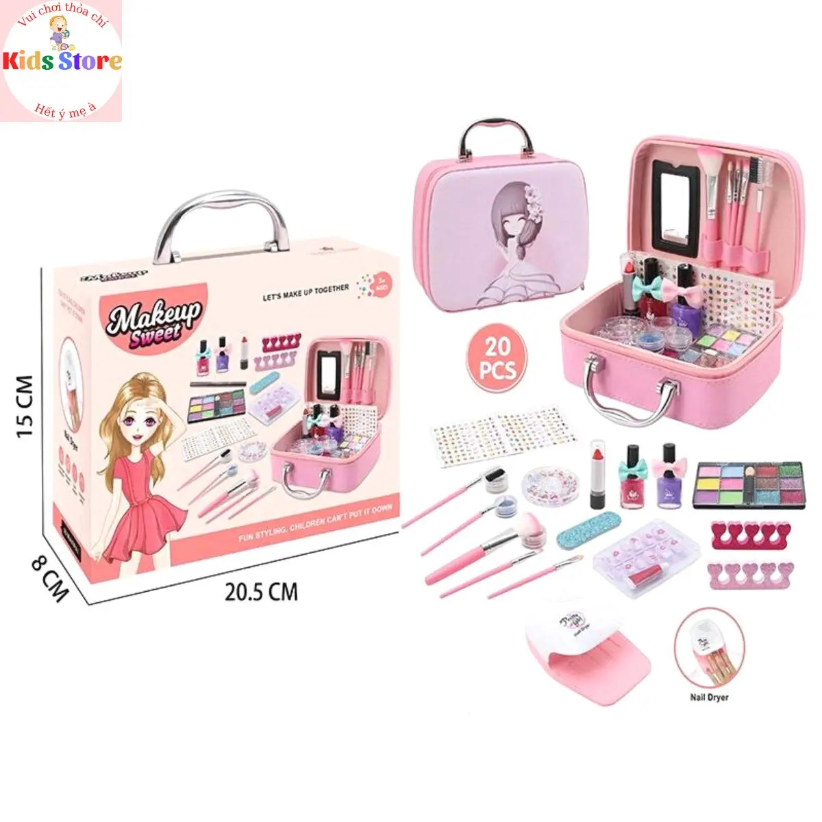 Đồ Chơi Trang Điểm Màu Hồng Cho Bé Gái Toy, Makeup Làm Nail Cho Bé