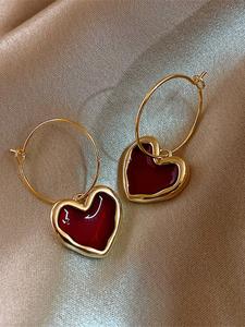 Aretes colgantes con decoración de corazón, a la moda y casual chic para mujeres, regalo de joyería moderna para fiestas y uso diario
