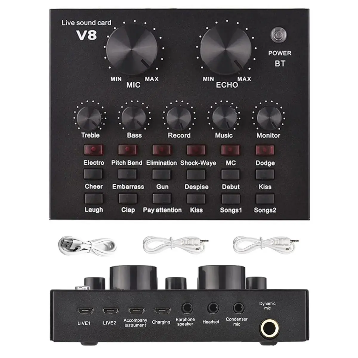 V8 Podcast Equipment Bundle Package, Audio Interface Live Sound Control Equipment, Audio Mixer with Sound Converter/Mixer Control Live Streaming Equipment, Mixer Stream