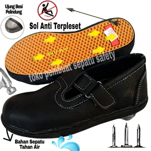 Sepatu Safety Wanita Kerja Proye Kantor Pom Bengkel anti Slip Kitchen sepatu safety terlaris ujung besi keselamtan kerja King Skn SEPATU SPORT Guru Mahasiswa Kantoran Sekolah Murah Kulit  Shoes
